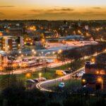 aerial view of city during night time