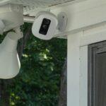 white and black security camera